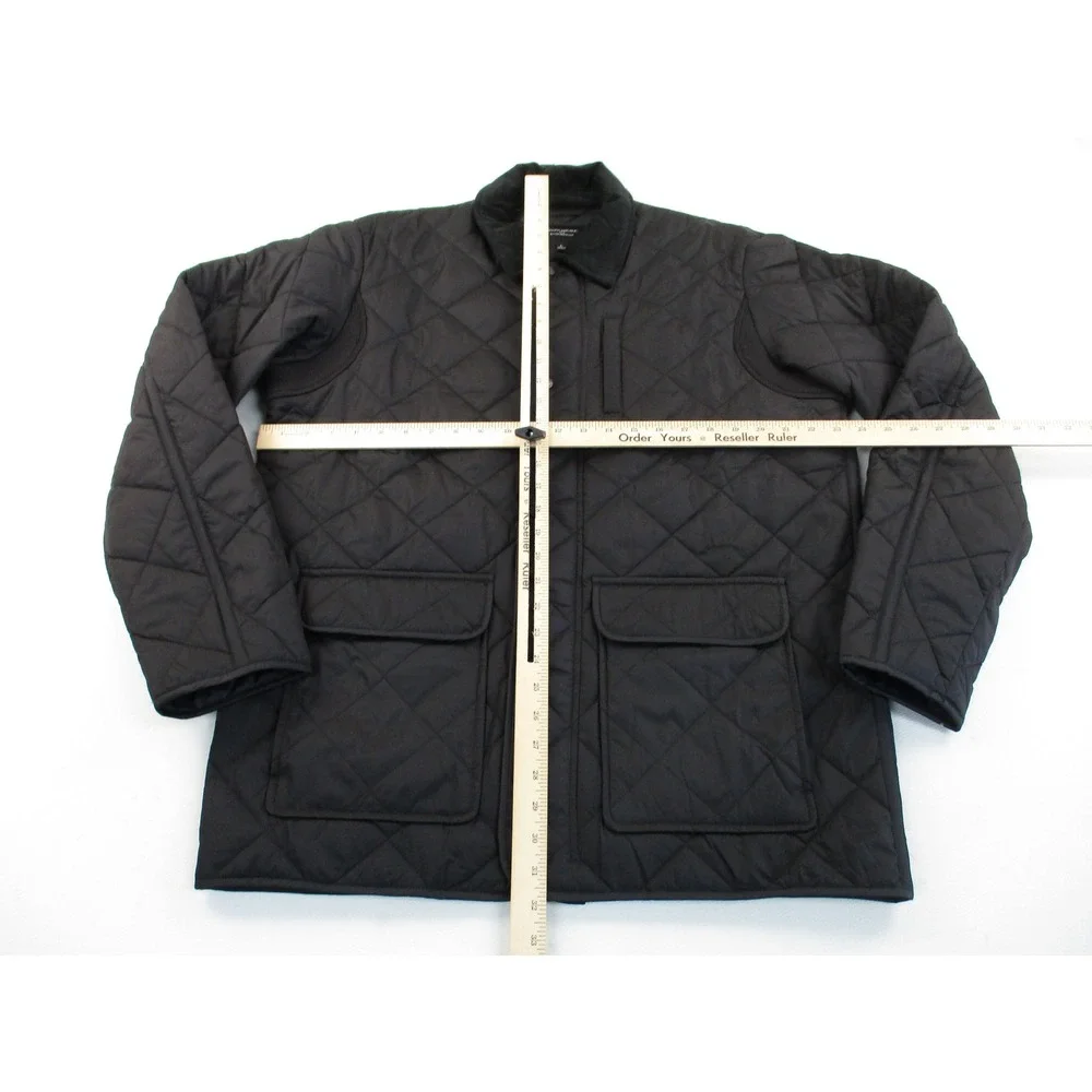 Banana Republic Quilted Jacket Mens Large Black Water Resistant Corduroy Collar